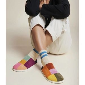 Charlotte Stone Mismatch Sparkie Nassau Suede Patchwork Slide Clogs 10 Ret $204